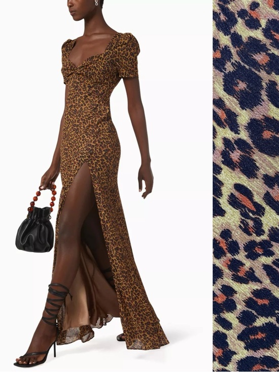 STAUD Dresses & Skirts - STAUD Lea Leopard Print Maxi Dress w/ Side Slit & Puff Sleeves Size 2